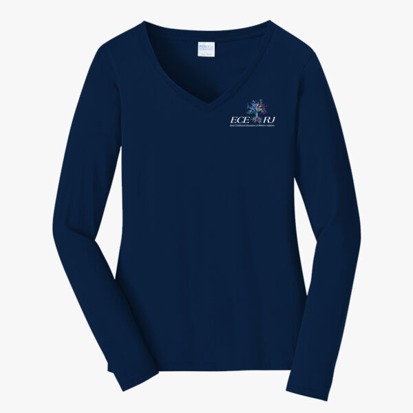 Ladies Long Sleeve Fan Favorite V Neck Tee Thumbnail